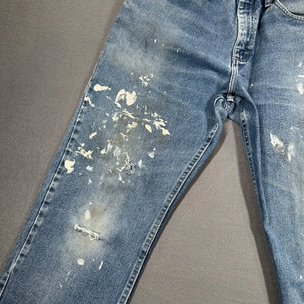 Wrangler Jeans Mens 35x32 Blue Denim Straight‎ Leg Relaxed Fit Distressed Retro